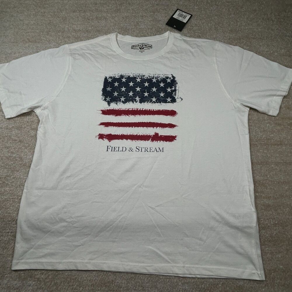 Field & Stream & Bio Wash T-Shirt Mens XXL White Short Sleeve Cotton NWT